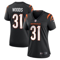 Women's Cincinnati Bengals Ickey Woods Black Retired Player Game Jersey