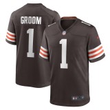 Men's Cleveland Browns Number 1 Groom Brown Game Jersey