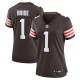 Women's Cleveland Browns Number 1 Bride Brown Game Jersey