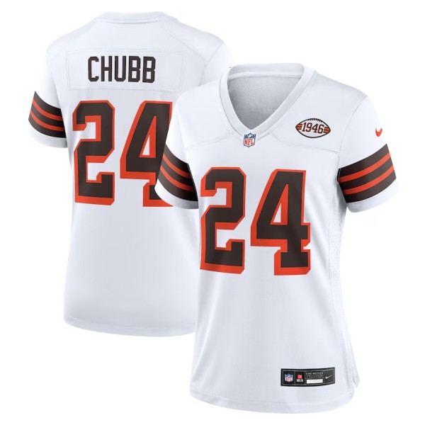 Women's Cleveland Browns Nick Chubb White Alternate Game Jersey