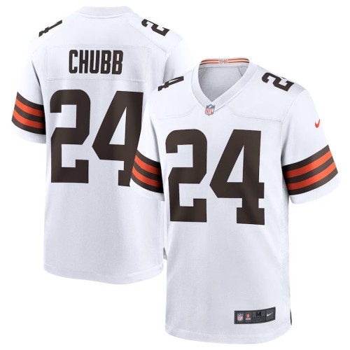 Men's Cleveland Browns Nick Chubb White Game Jersey