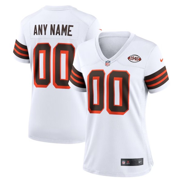 Women's Cleveland Browns White 1946 Collection Alternate Custom Jersey
