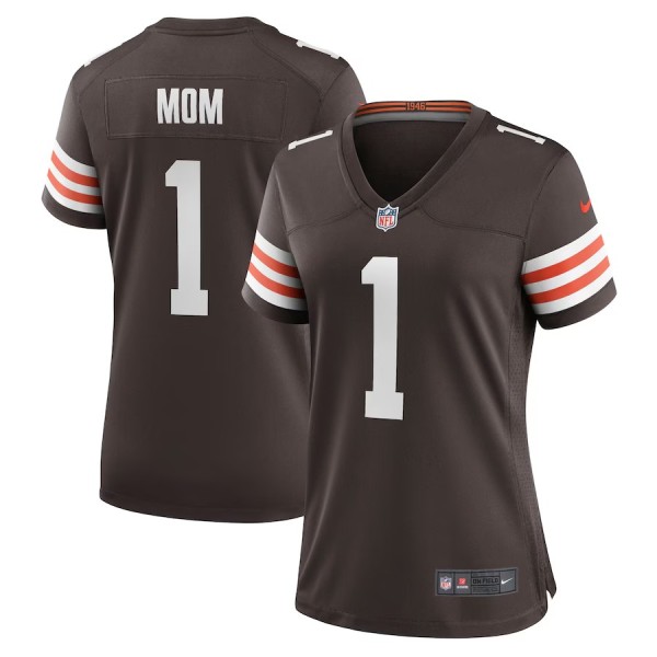 Women's Cleveland Browns Number 1 Mom Brown Game Jersey