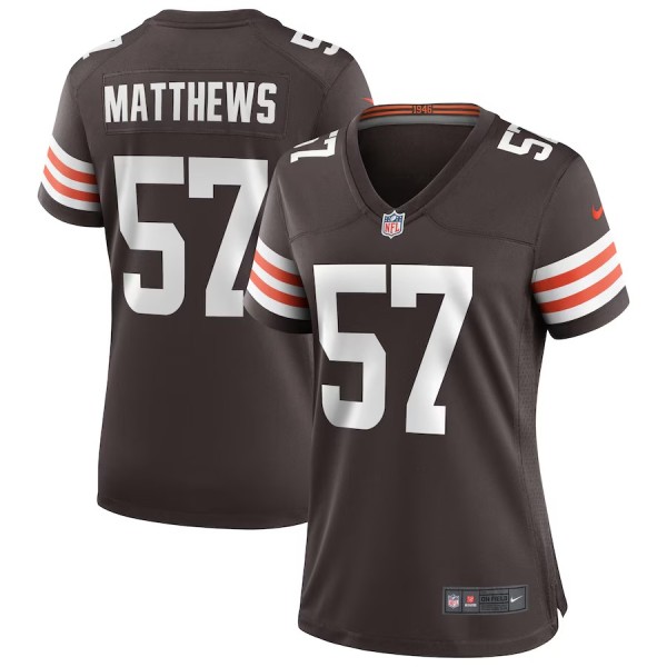 Women's Cleveland Browns Clay Matthews Brown Game Retired Player Jersey