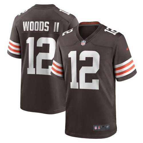 Men's Cleveland Browns Michael Woods II Brown Game Player Jersey