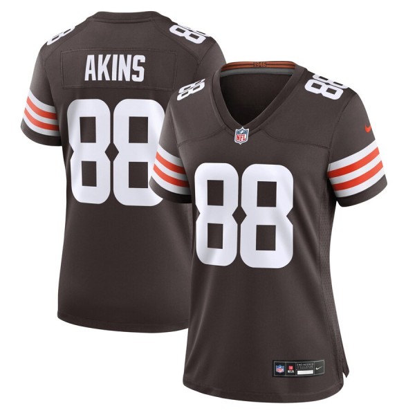 Women's Cleveland Browns Jordan Akins Brown Game Jersey