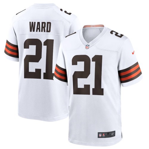 Men's Cleveland Browns Denzel Ward White Game Jersey