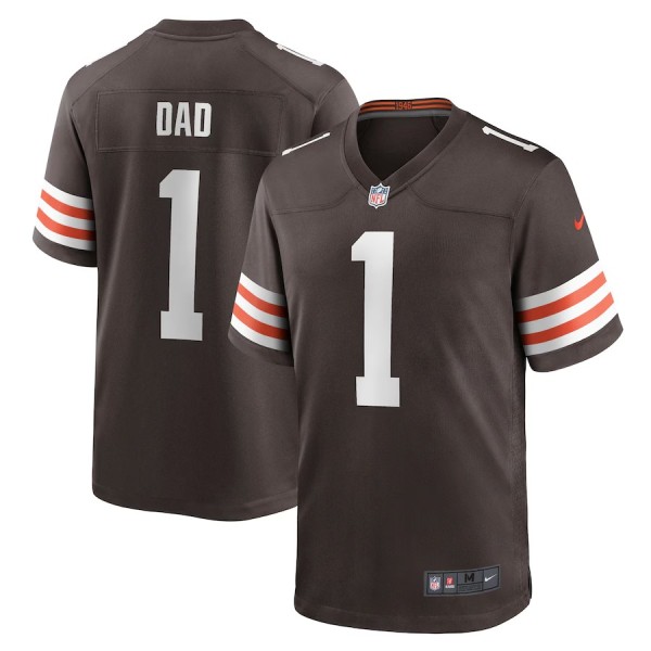 Men's Cleveland Browns Number 1 Dad Brown Game Jersey