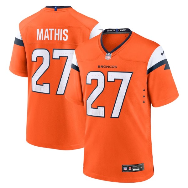 Men's Denver Broncos Damarri Mathis Orange Team Game Jersey