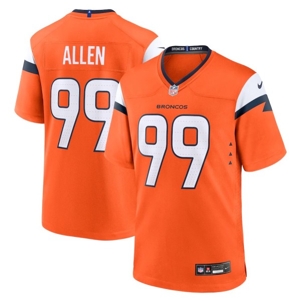 Men's Denver Broncos Zach Allen Orange Team Game Jersey