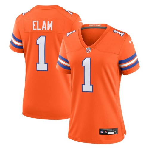 Women's Denver Broncos Jason Elam Orange Mile High Collection 1977 Throwback Retired Player Game Jersey