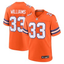 Men's Denver Broncos Javonte Williams Orange Mile High Collection 1977 Throwback Player Game Jersey