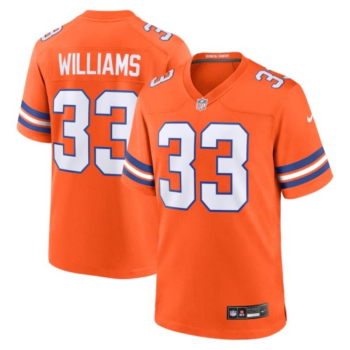 Men's Denver Broncos Javonte Williams Orange Mile High Collection 1977 Throwback Player Game Jersey