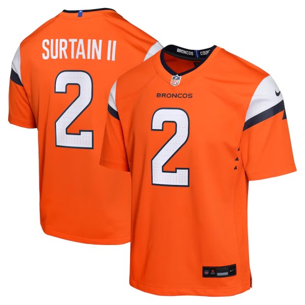 Youth Denver Broncos Patrick Surtain II Orange Mile High Collection Game Jersey