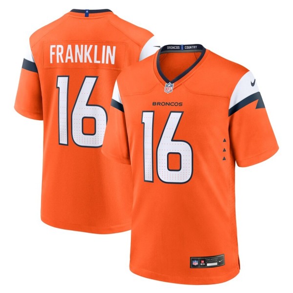 Men's Denver Broncos Troy Franklin Orange Team Game Jersey