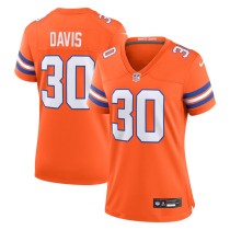 Women's Denver Broncos Terrell Davis Orange Mile High Collection 1977 Throwback Retired Player Game Jersey