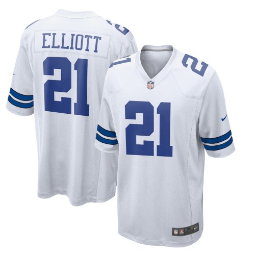 Men's Dallas Cowboys Ezekiel Elliott White Team Game Jersey
