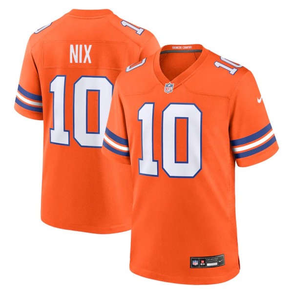 Men's Denver Broncos Bo Nix Orange Mile High Collection 1977 Throwback Player Game Jersey