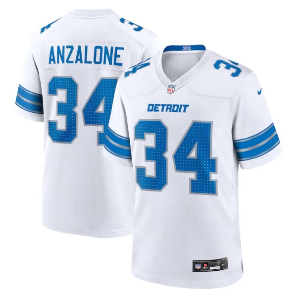 Men's Detroit Lions Alex Anzalone White White Game Jersey