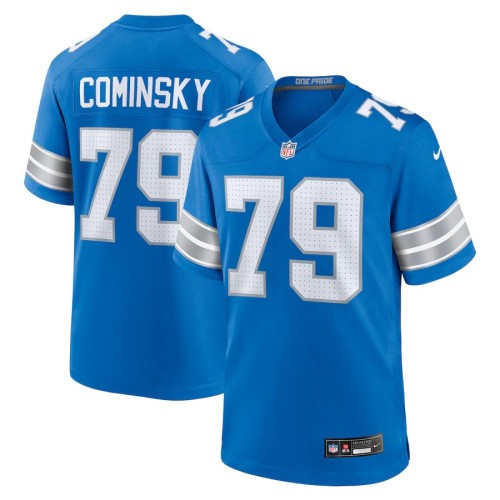 Men's Detroit Lions John Cominsky Blue Team Game Jersey
