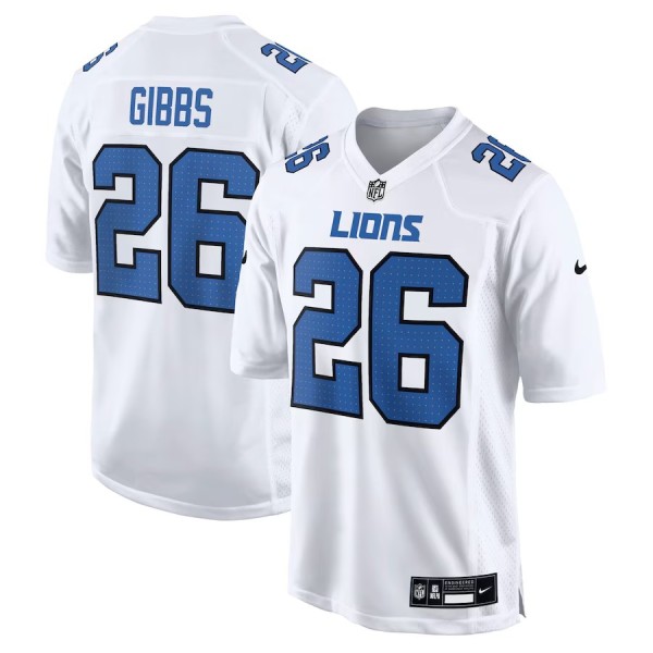 Men's Detroit Lions Jahmyr Gibbs White Tundra Fashion Game Jersey