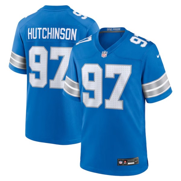 Men's Detroit Lions Aidan Hutchinson Blue Game Jersey