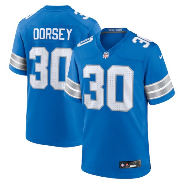 Men's Detroit Lions Khalil Dorsey Blue Team Game Jersey