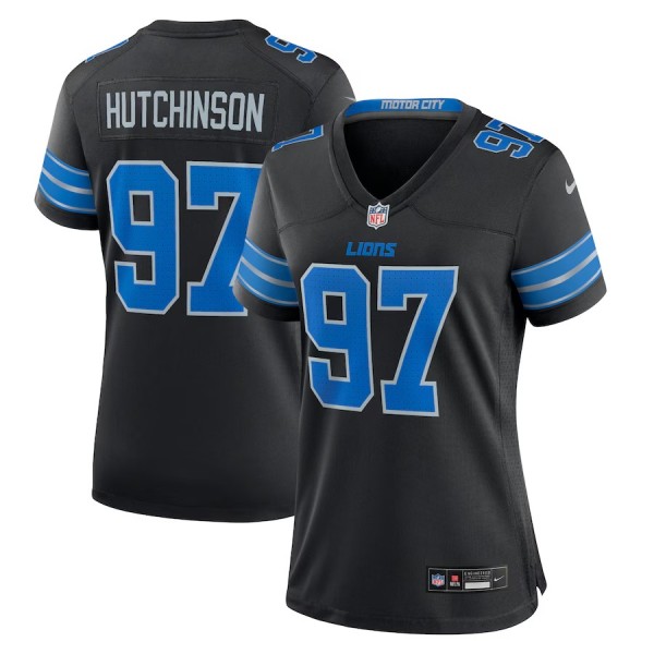 Women's Detroit Lions Aidan Hutchinson Black 2nd Alternate Game Jersey