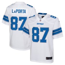 Youth Detroit Lions Sam LaPorta White Player Game Jersey