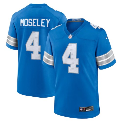 Men's Detroit Lions Emmanuel Moseley Blue Team Game Jersey