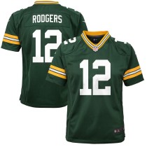 Youth Green Bay Packers Aaron Rodgers Green Game Jersey