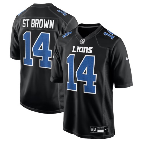 Men's Detroit Lions Amon-Ra St. Brown Carbon Black Carbon Fashion Jersey