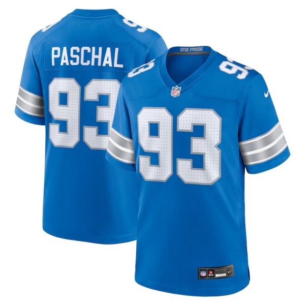 Men's Detroit Lions Josh Paschal Blue Team Game Jersey