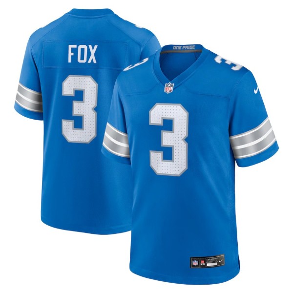 Men's Detroit Lions Jack Fox Blue Team Game Jersey