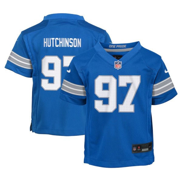 Toddler Detroit Lions Aidan Hutchinson Blue Game Jersey