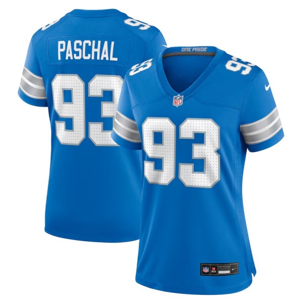 Women's Detroit Lions Josh Paschal Blue Team Game Jersey