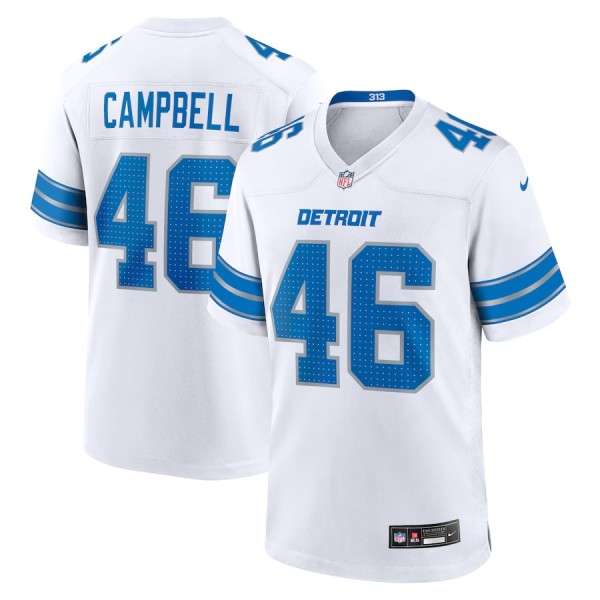 Men's Detroit Lions Jack Campbell White White Game Jersey