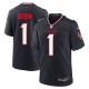 Men's Houston Texans Number 1 Groom Navy Game Jersey