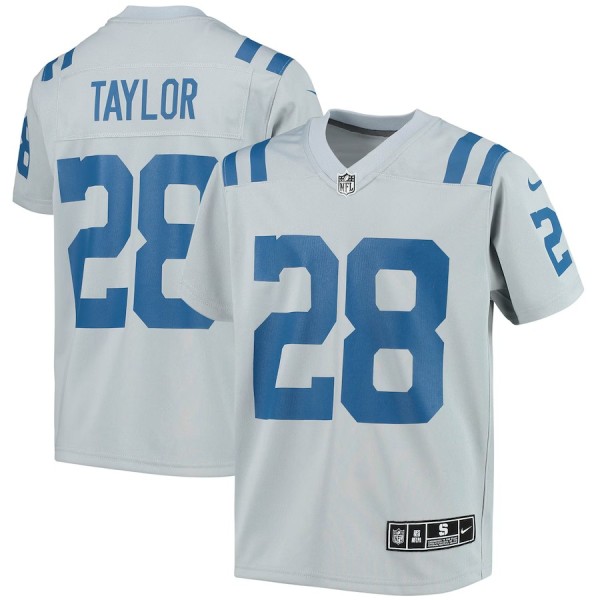 Youth Indianapolis Colts Jonathan Taylor Gray Inverted Team Game Jersey