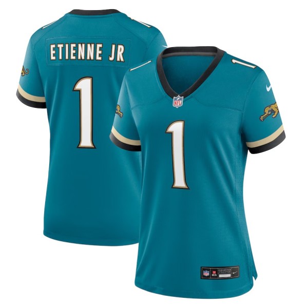 Women's Jacksonville Jaguars Travis Etienne Jr Teal Prowler Throwback Game Jersey