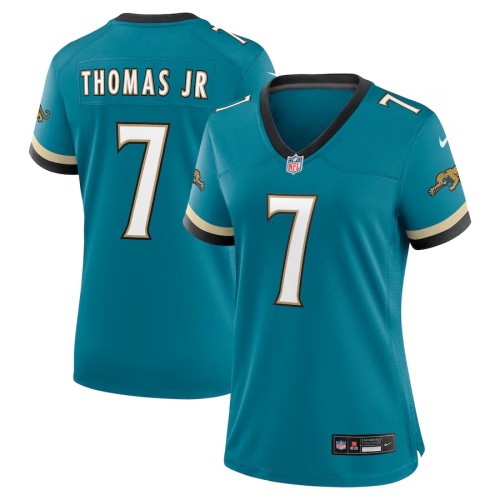 Women's Jacksonville Jaguars Brian Thomas Jr. Teal Prowler Throwback Game Jersey