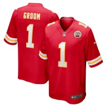 Men's Kansas City Chiefs Number 1 Groom Red Game Jersey