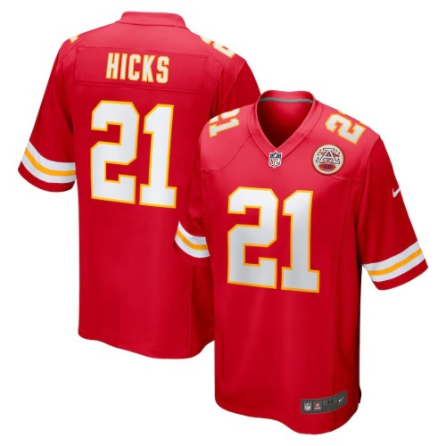 Men's Kansas City Chiefs Jaden Hicks Red Game Jersey