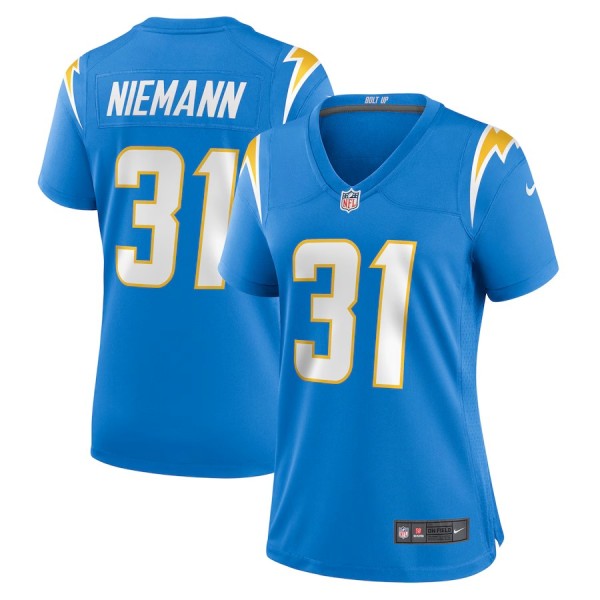 Women's Los Angeles Chargers Nick Niemann Powder Blue Game Player Jersey