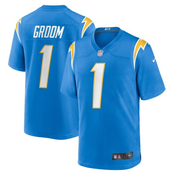 Men's Los Angeles Chargers Number 1 Groom Powder Blue Game Jersey