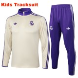 Kids Real Madrid 25/26 Retro Half-Zip Training Sweatshirt and Pants Set E2547