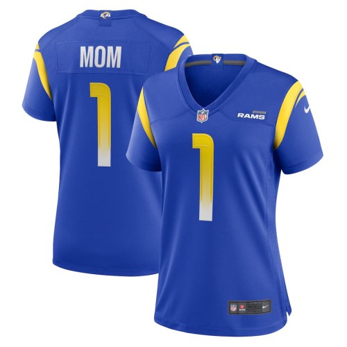 Women's Los Angeles Rams Number 1 Mom Royal Game Jersey
