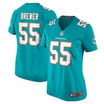 Women's Miami Dolphins Aaron Brewer Aqua Game Jersey