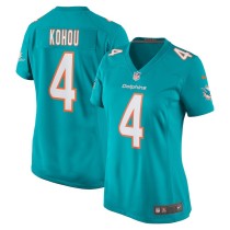 Women's Miami Dolphins Kader Kohou Aqua Game Player Jersey