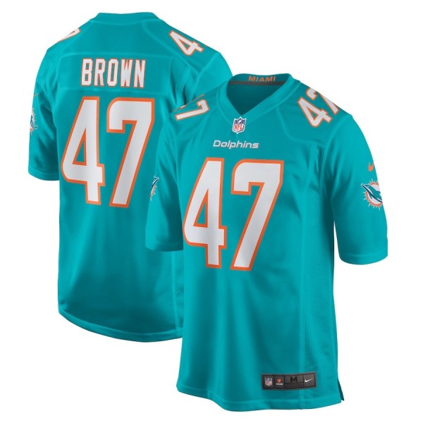 Men's Miami Dolphins Cam Brown Aqua Game Jersey